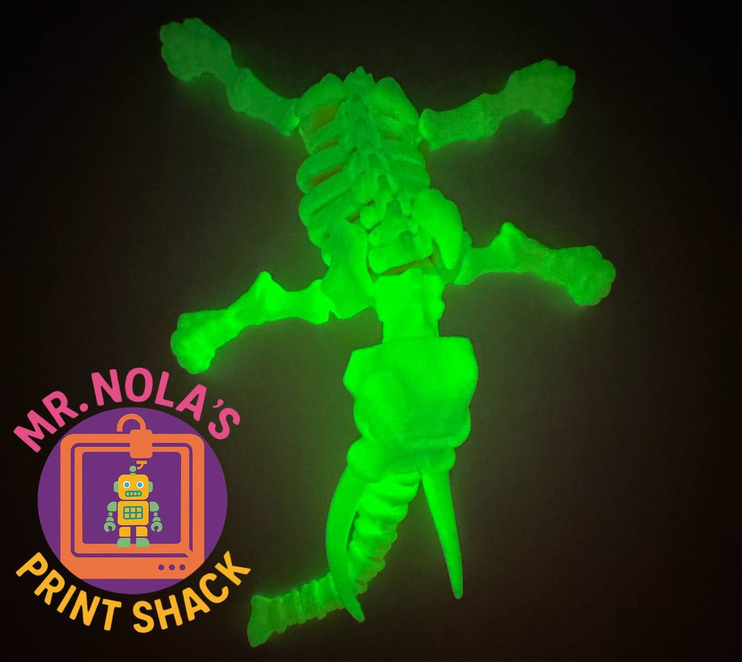 Print Shack 3D Printed Glow in the Dark Elephant Skeleton