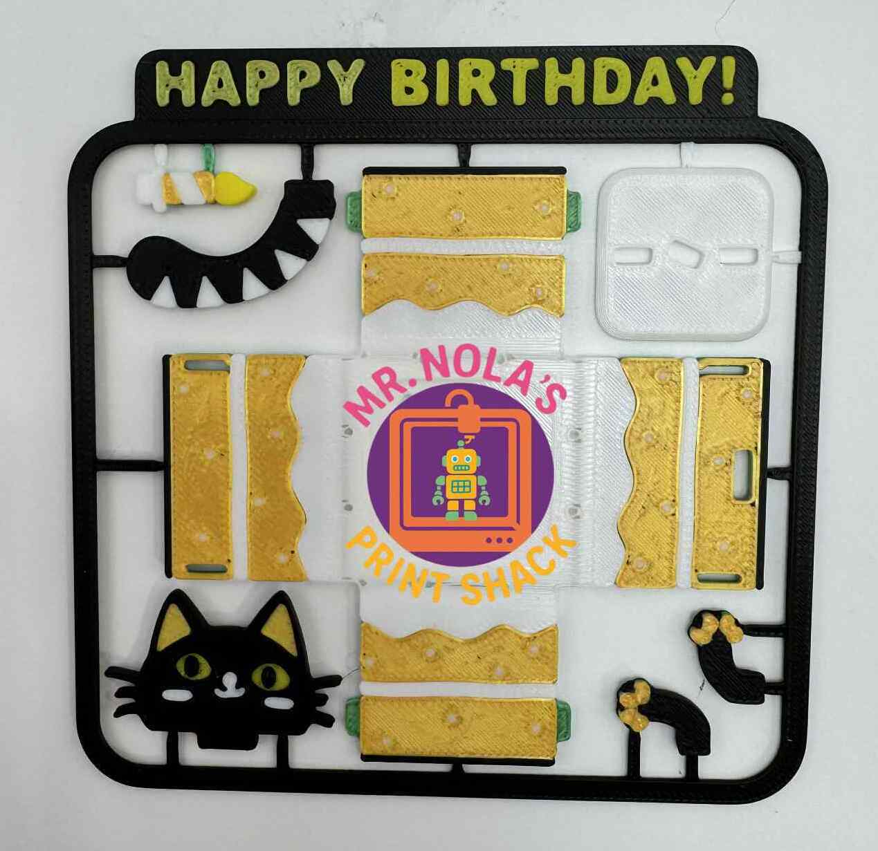 Print Shack 3D Printed Happy Birthday Kitty Pop-Up Kit Card