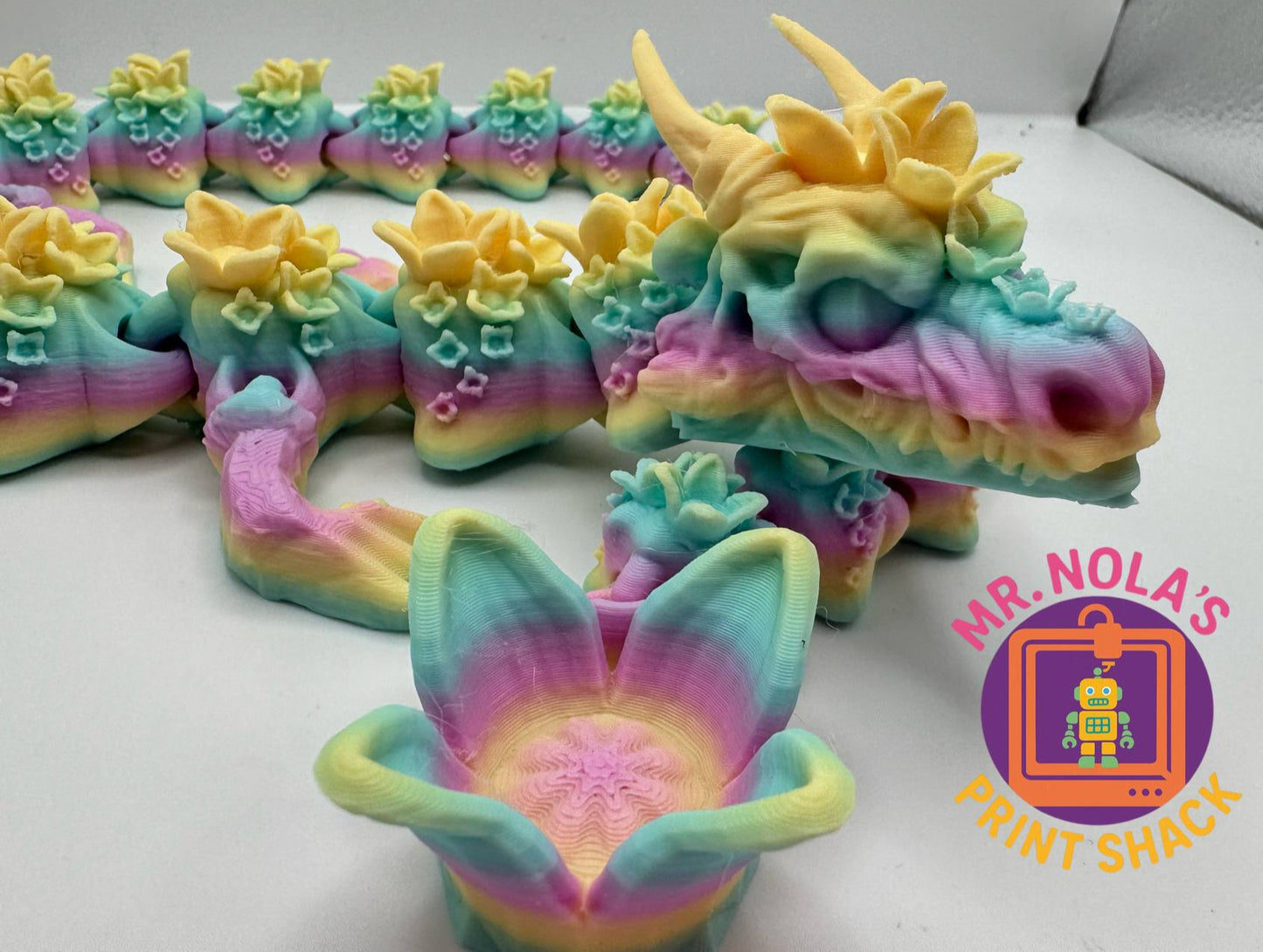 Print Shack 3D Printed Pastel Flower Dragon
