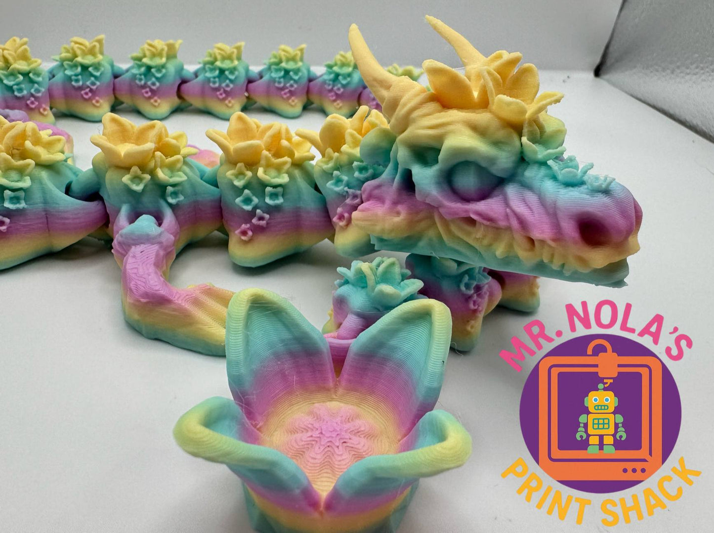 Print Shack 3D Printed Pastel Flower Dragon