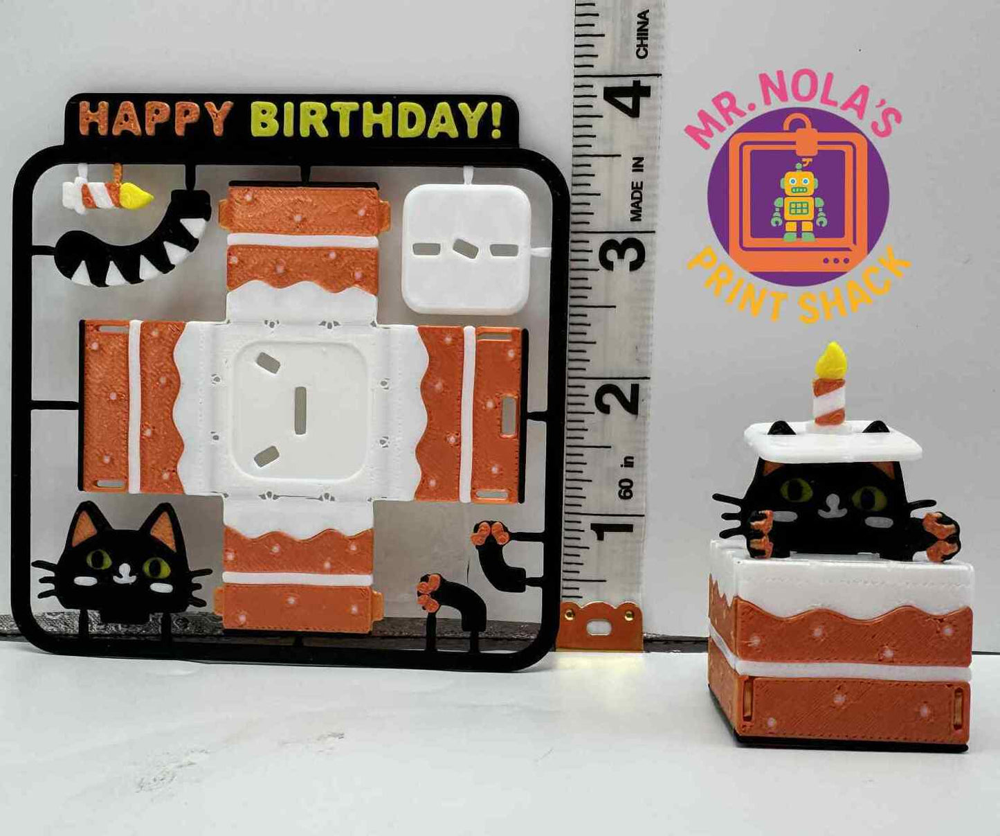 Print Shack 3D Printed Happy Birthday Kitty Pop-Up Kit Card