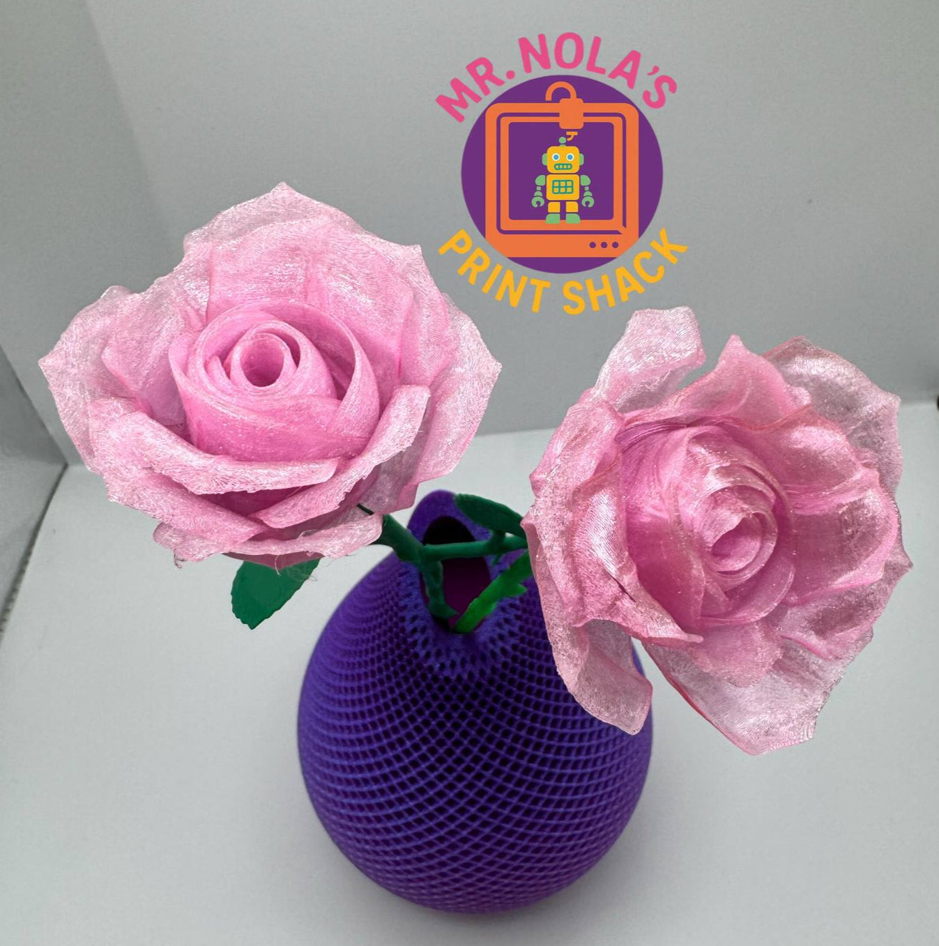 Print Shack 3D Printed Grape Sky Forever Flowers with Vase