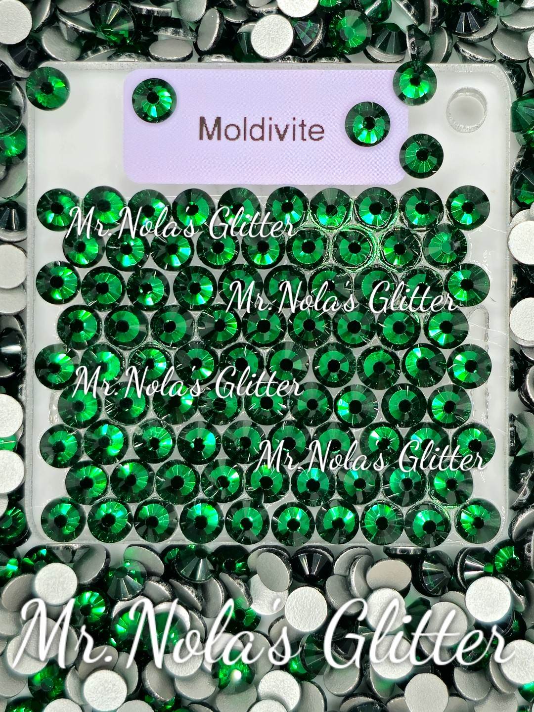 MNG Rocks Emerald/ Moldivite Glass Rhinestone