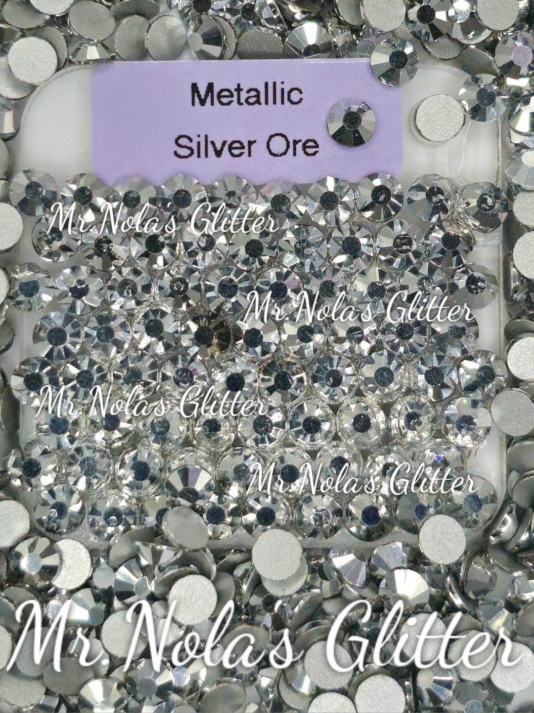 MNG Rocks Mine Silver/ Metallic Silver Ore Glass Rhinestone