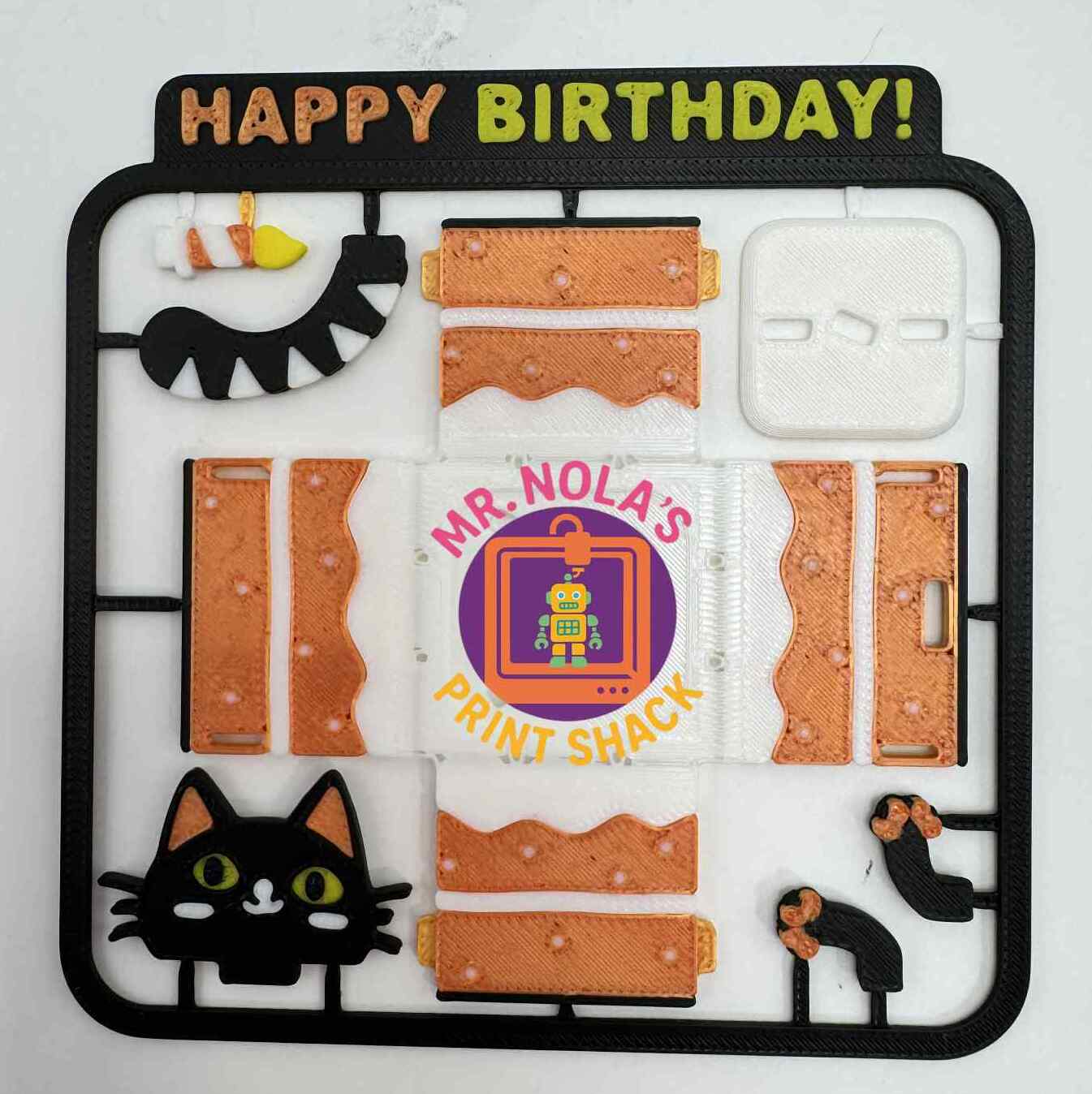 Print Shack 3D Printed Happy Birthday Kitty Pop-Up Kit Card