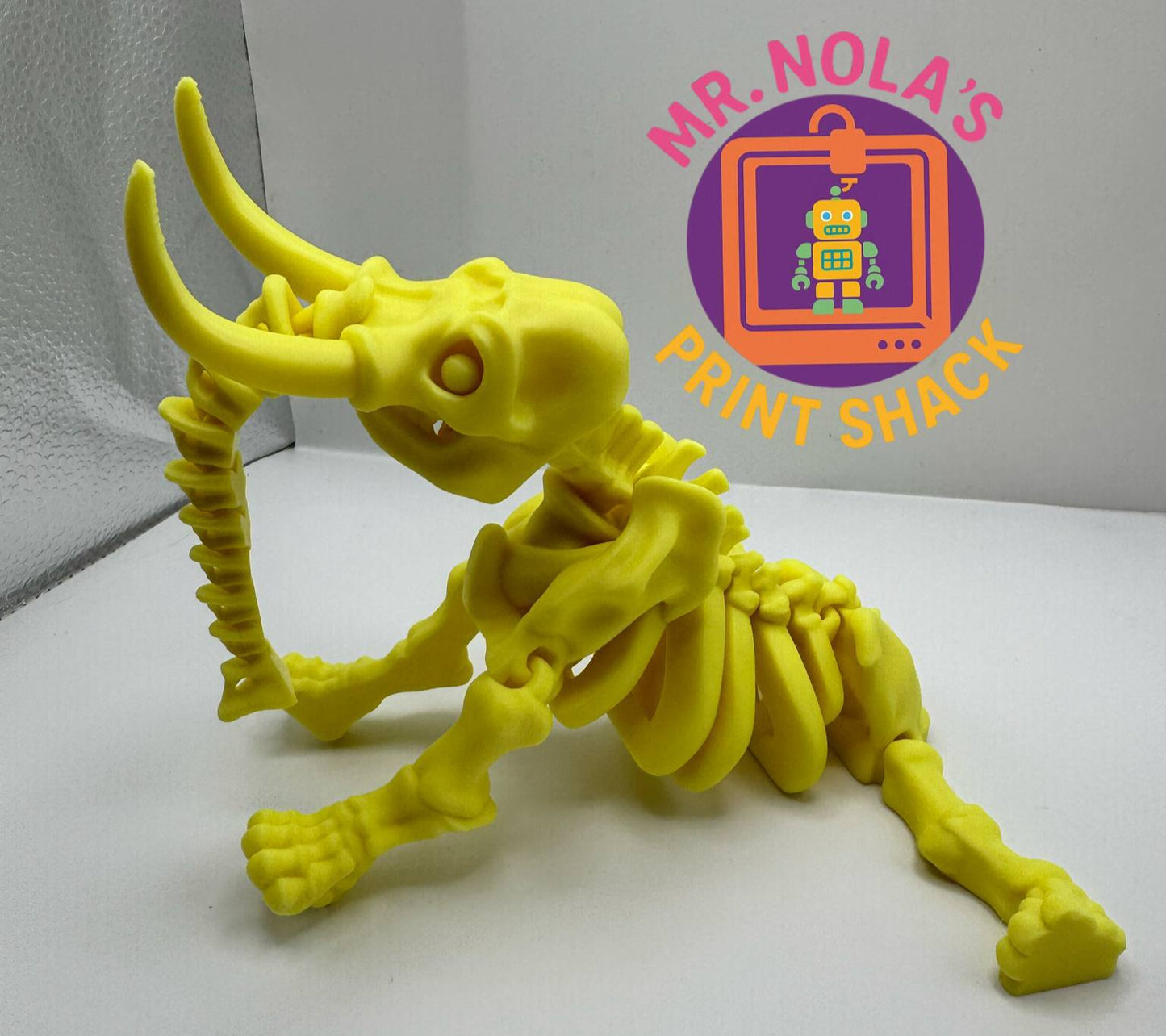 Print Shack 3D Printed Glow in the Dark Elephant Skeleton