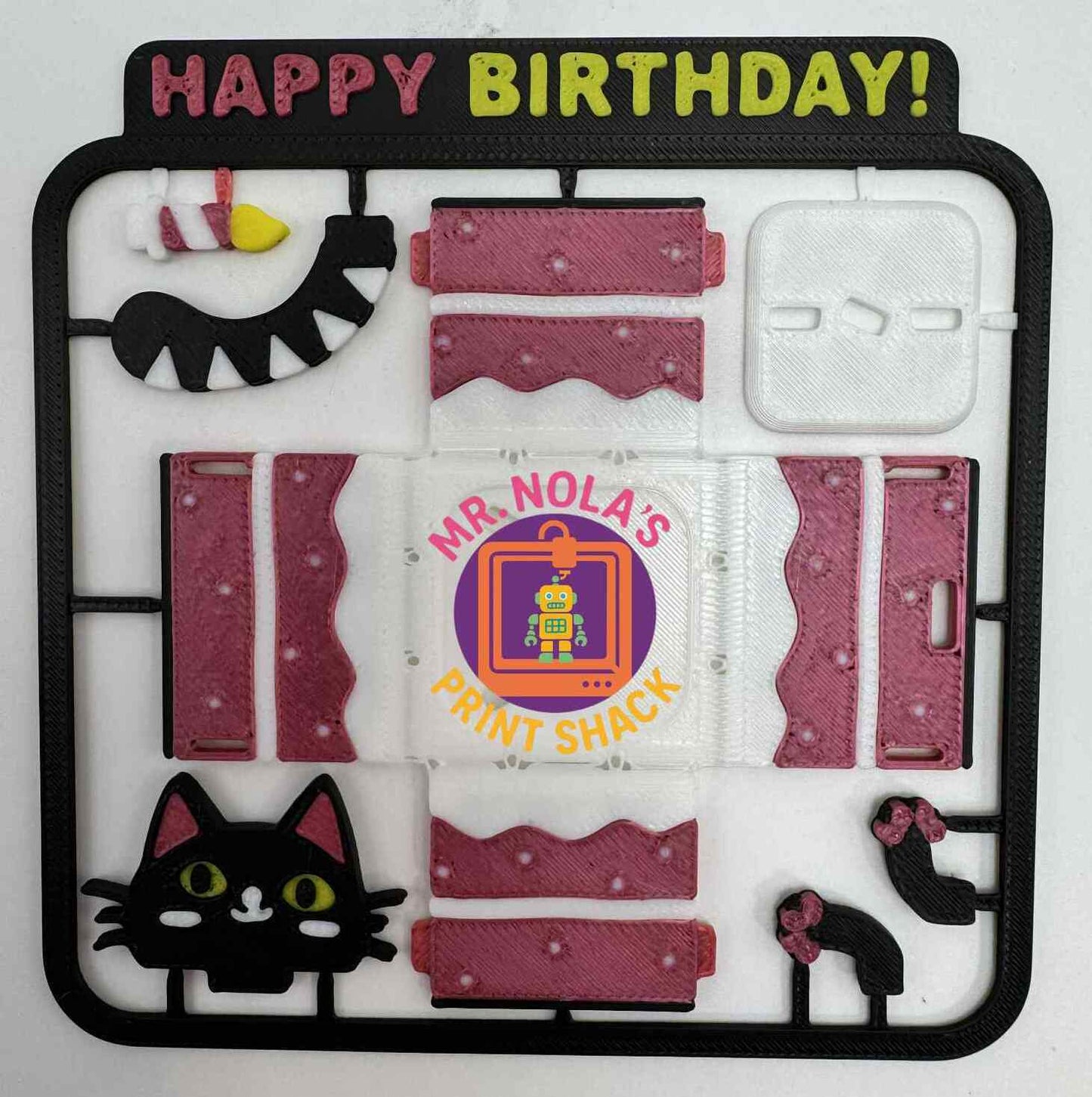 Print Shack 3D Printed Happy Birthday Kitty Pop-Up Kit Card