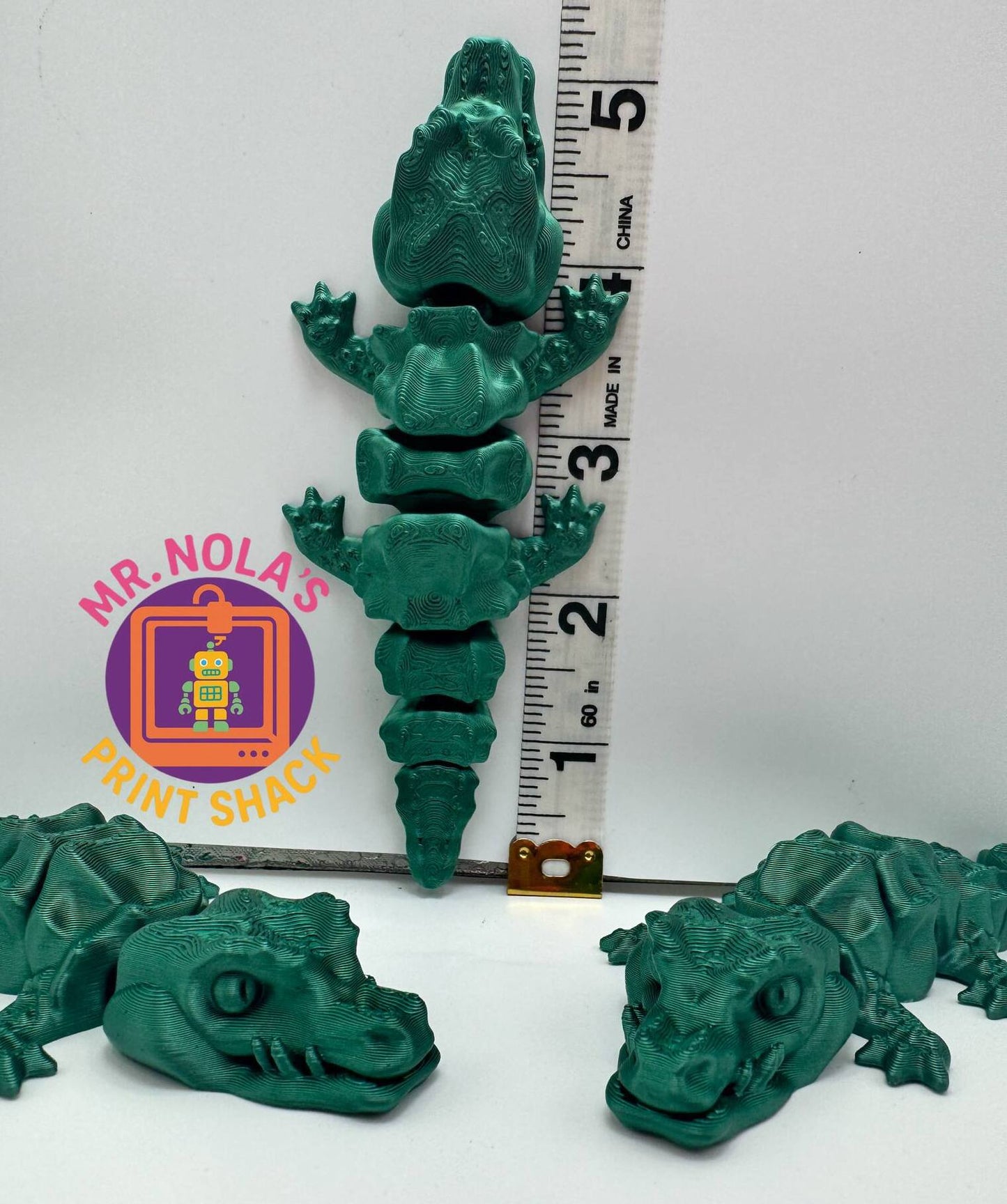 Print Shack 3D Printed Grizzle Swamp Puppy (Gator) Green and Babies