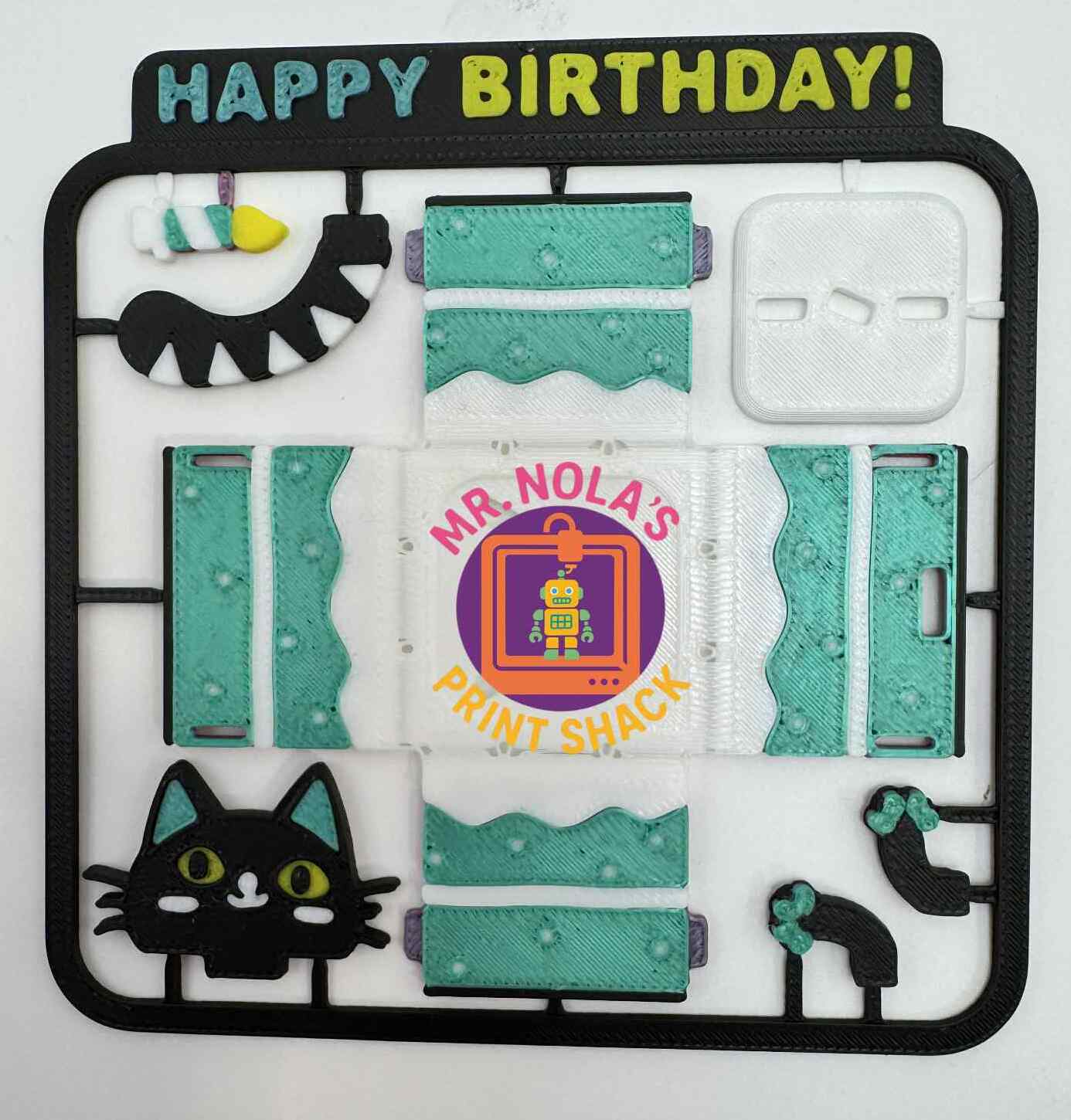 Print Shack 3D Printed Happy Birthday Kitty Pop-Up Kit Card