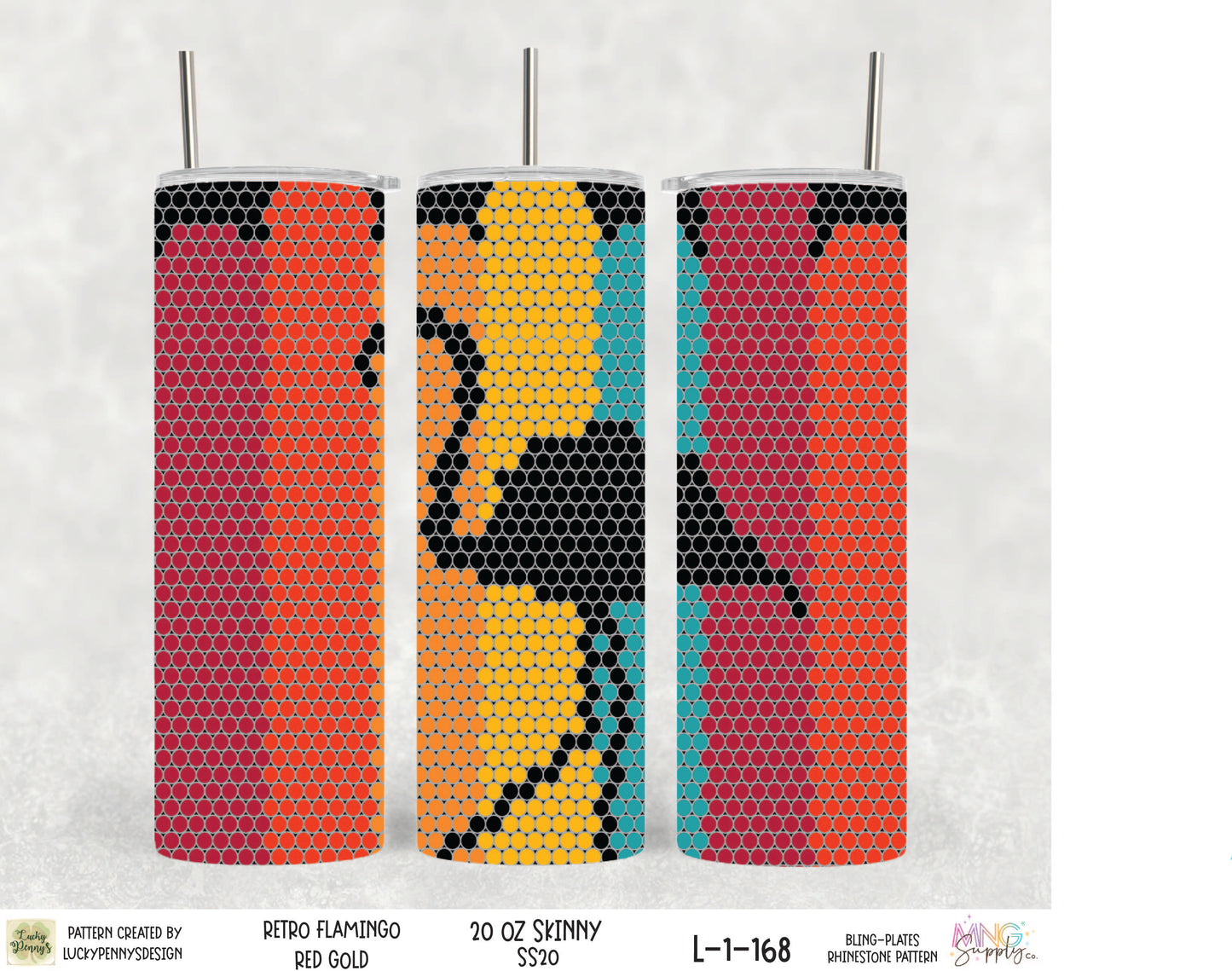 MNG Supply Bling Plate Retro Flamingo 20oz Skinny