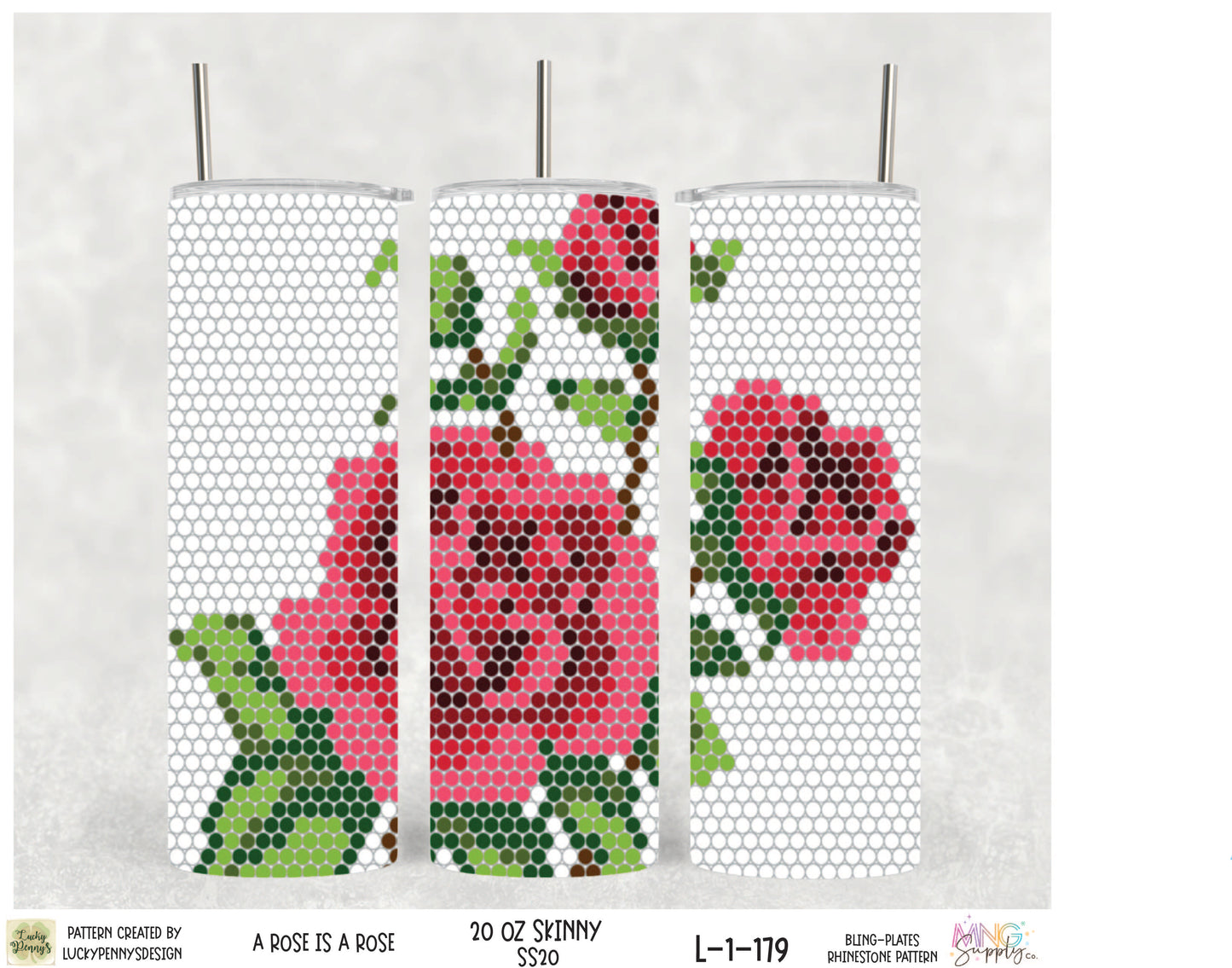 MNG Supply Bling Plate Rose is a Rose Red 20oz Skinny