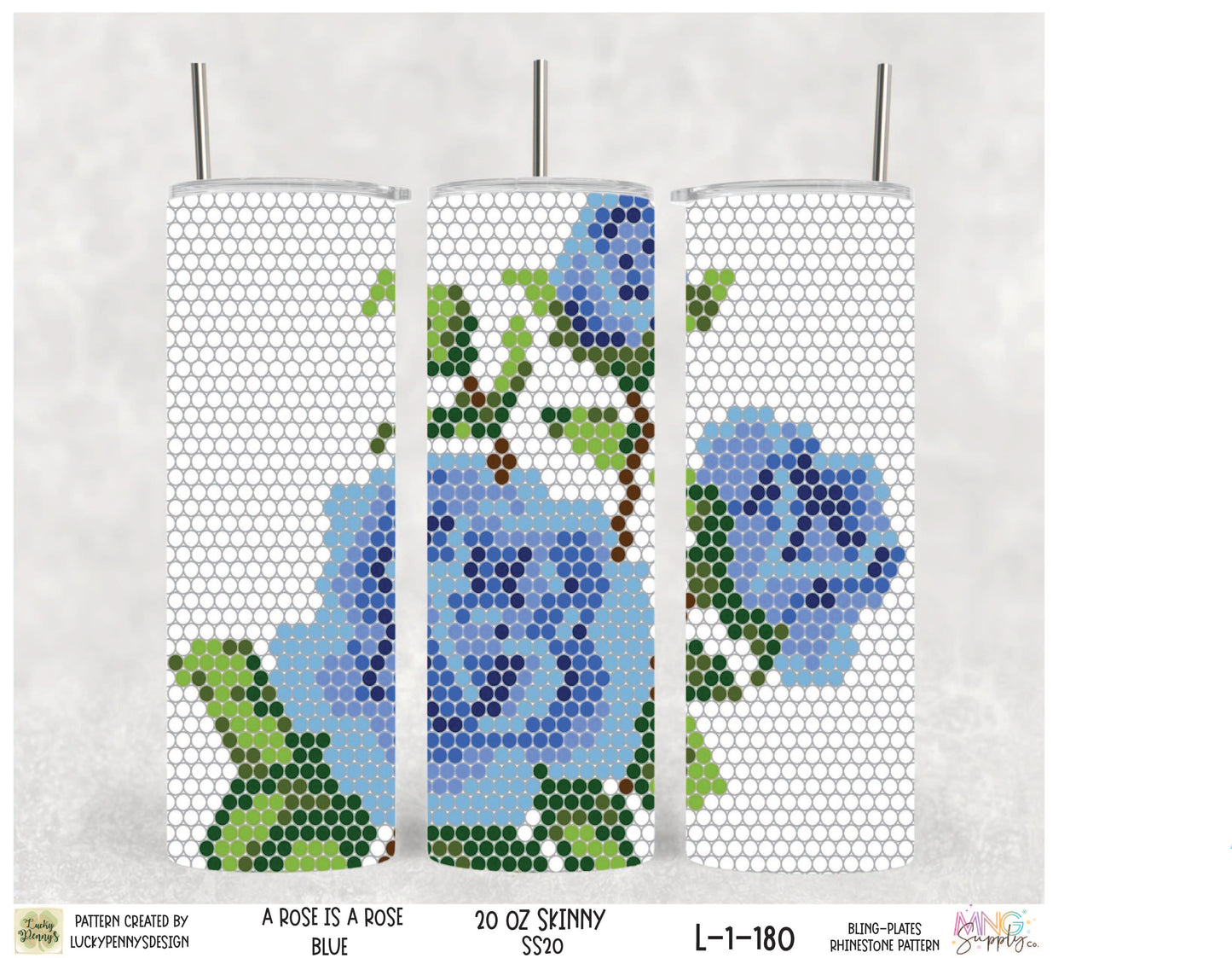 MNG Supply Bling Plate Rose is a Rose Blue 20oz Skinny