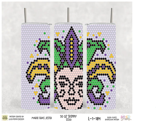MNG Supply Bling Plate Mardi Gras Jester 20oz Skinny