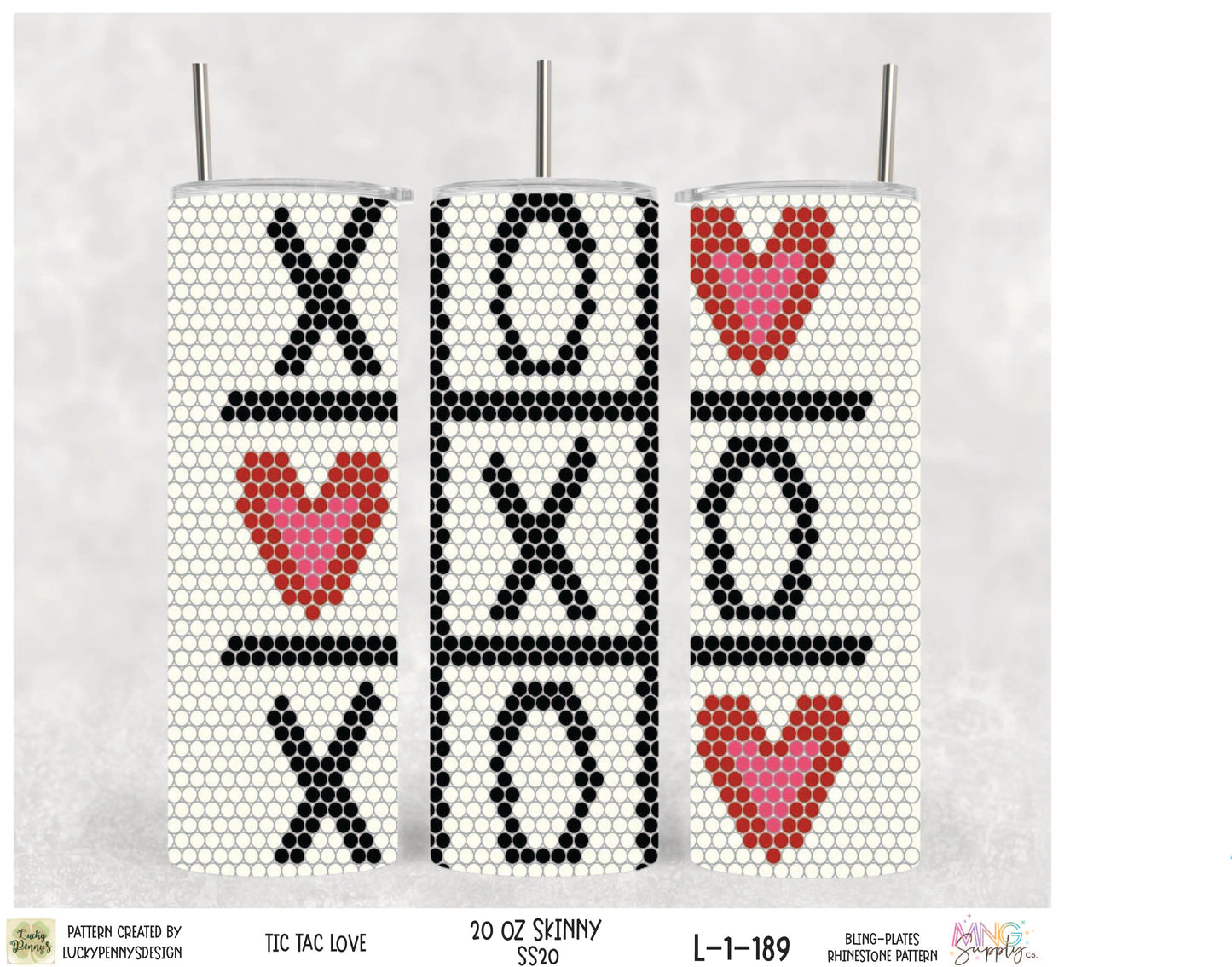 MNG Supply Bling Plate Tic Tac Love 20oz Skinny