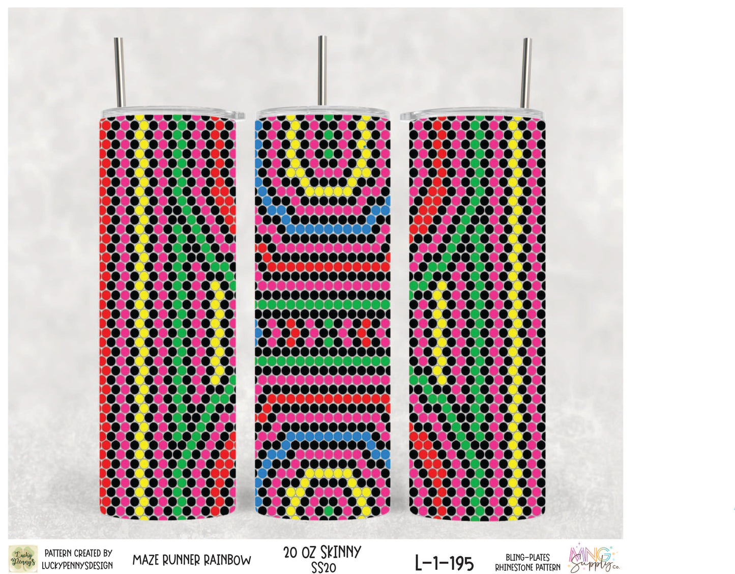 MNG Supply Bling Plate Maze Runner Rainbow 20oz Skinny