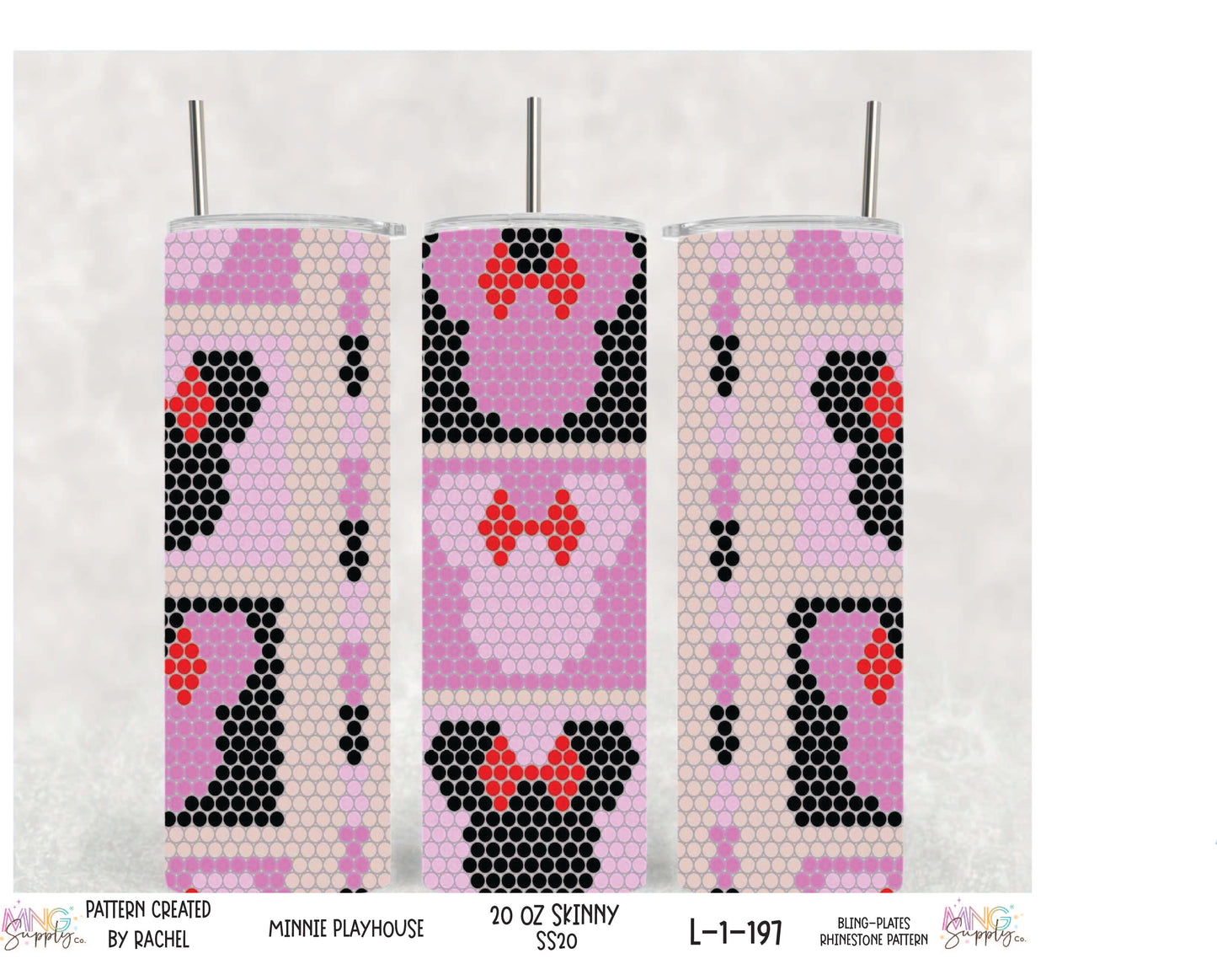 MNG Supply Bling Plate Minnie Playhouse 20oz Skinny