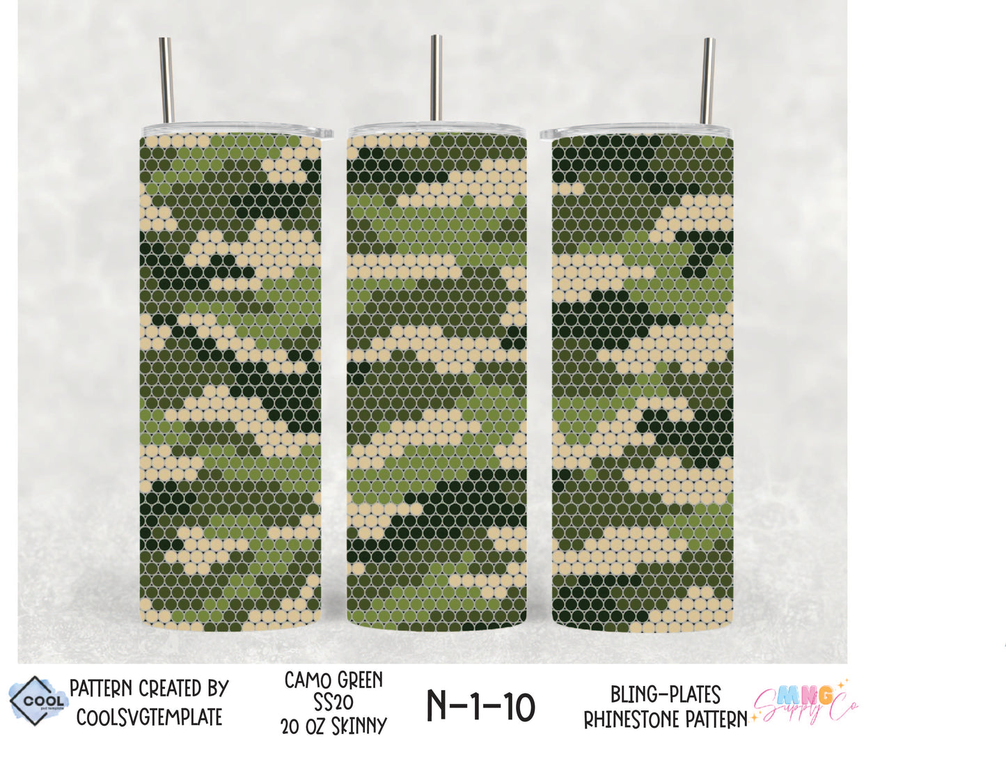 MNG Supply Bling Plate Camo Green 20oz Skinny