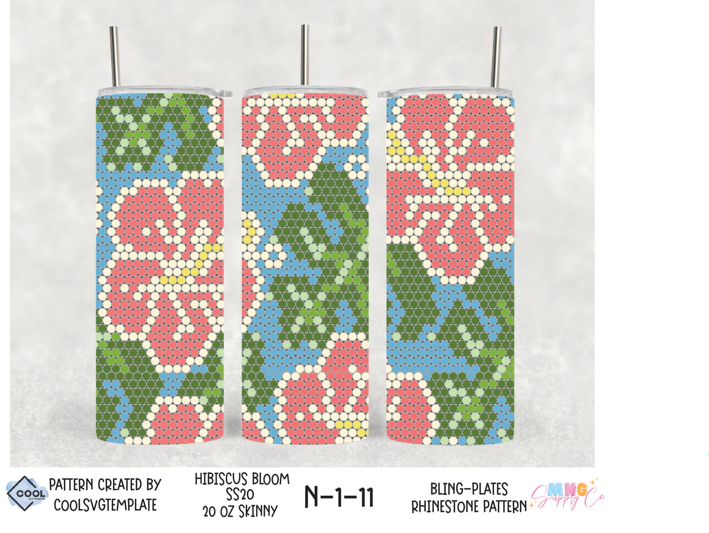 MNG Supply Bling Plate Hibiscus Bloom 20oz Skinny