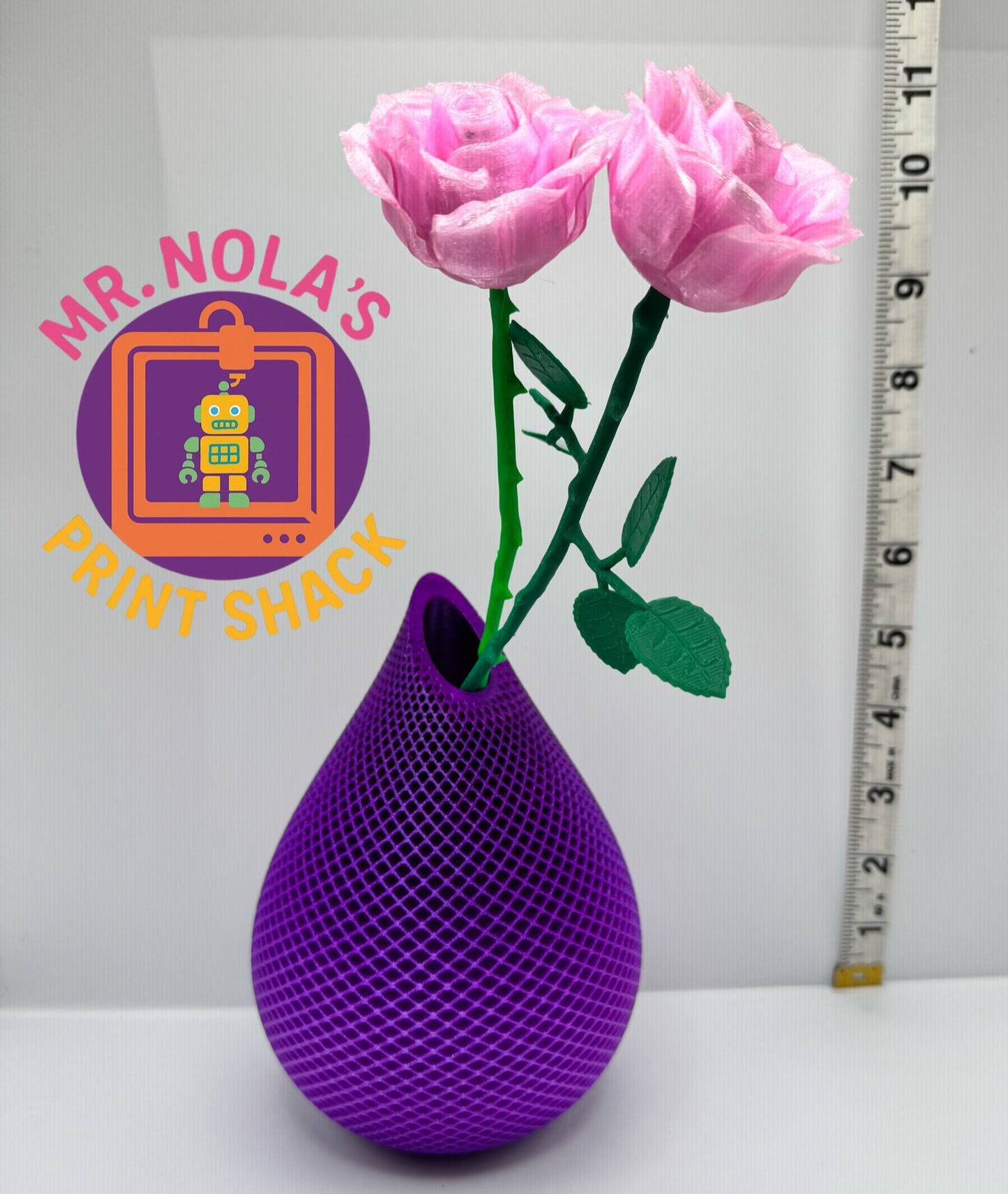 Print Shack 3D Printed Grape Sky Forever Flowers with Vase