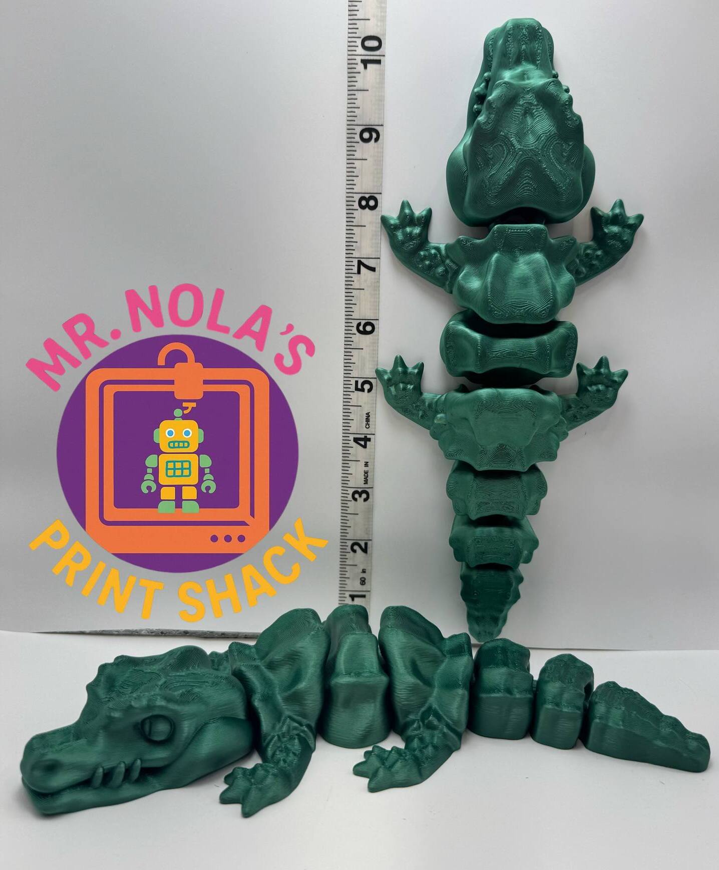 Print Shack 3D Printed Grizzle Swamp Puppy (Gator) Green and Babies