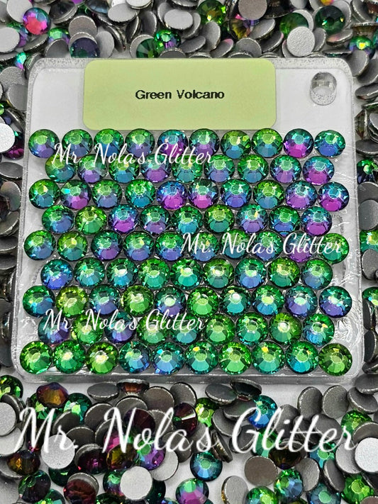 MNG Rocks Green Flame/Green Volcano Glass Rhinestone