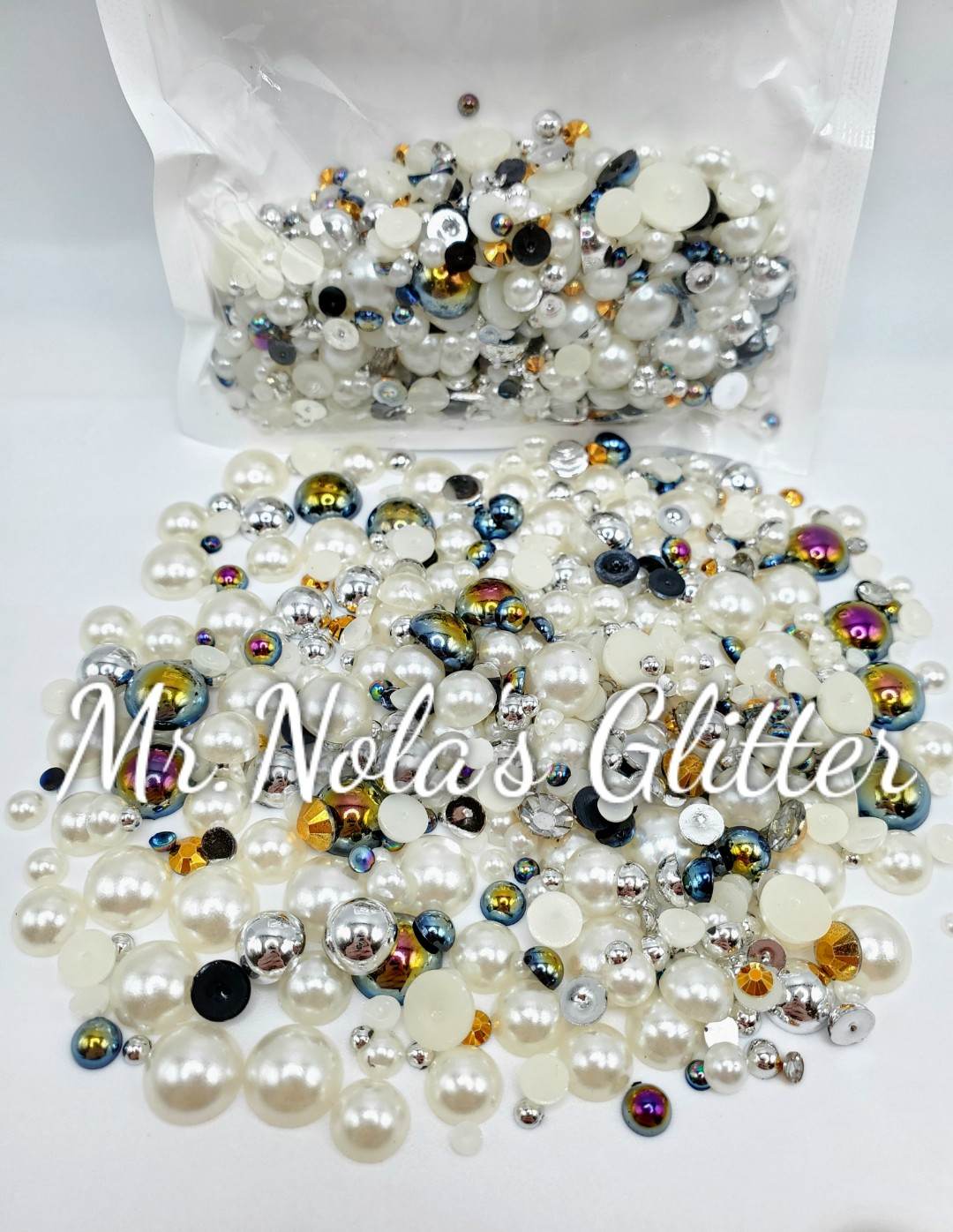 Half Pearl Flat Back Stones Mixed SS Pack