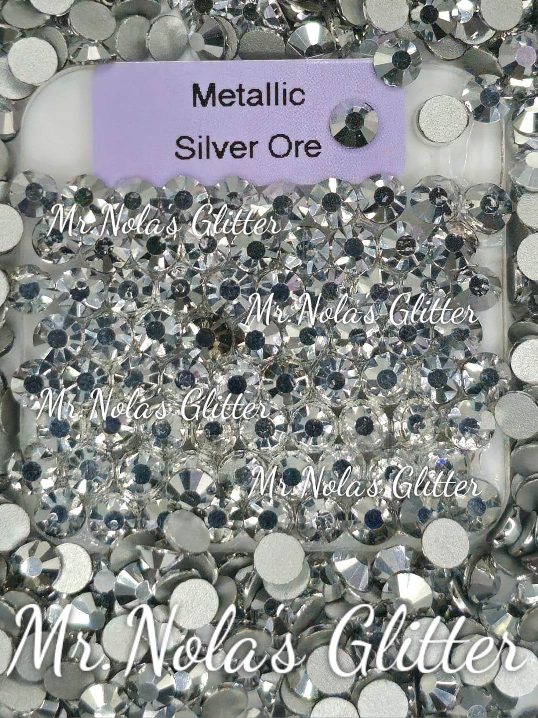 MNG Rocks Mine Silver/  Metallic Silver Ore Glass Rhinestone