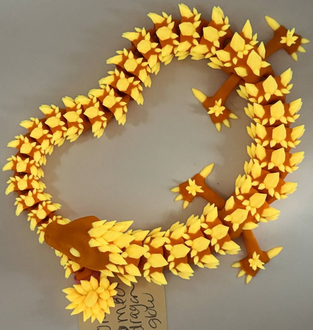 Print Shack  3D Printed Spiky Orange Glow in the Dark Dragon