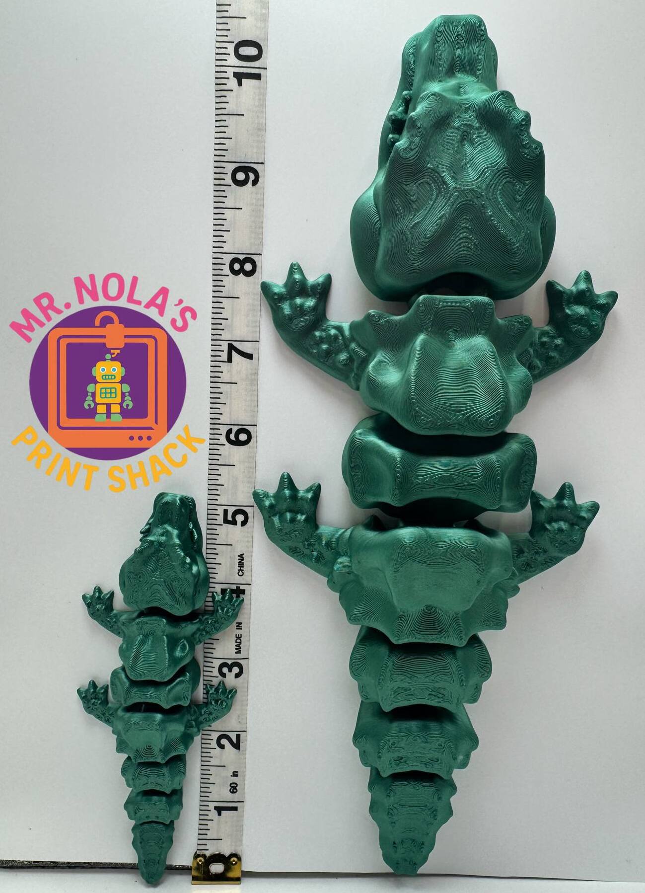 Print Shack  3D Printed Grizzle Swamp Puppy (Gator) Green and Babies