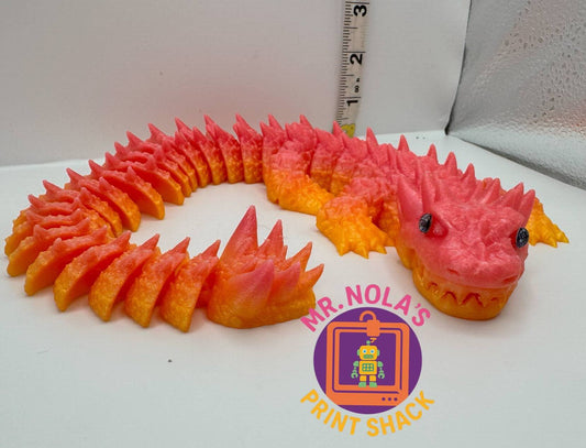 Print Shack  3D Printed 16 Inch SunSet Candy Articulated Dragon