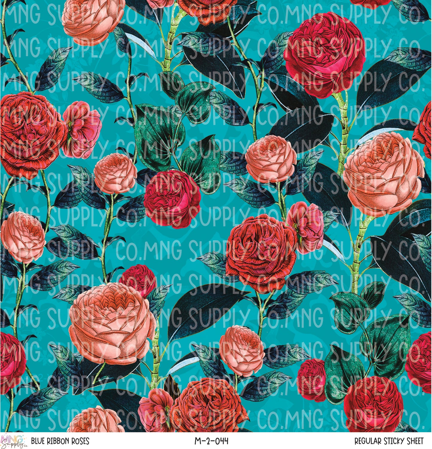 MNG Supply Sticky Sheet Blue Ribbon Roses