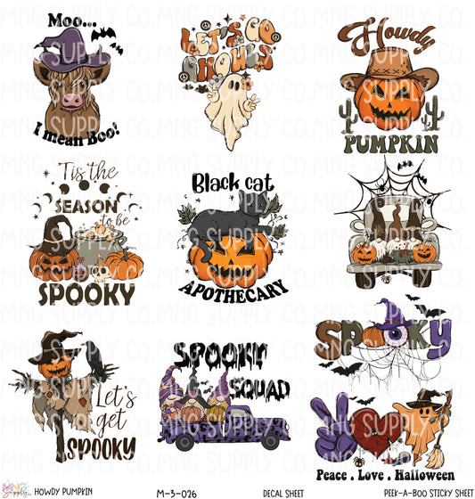 MNG Supply Decal Sticky Sheet Howdy Pumpkin