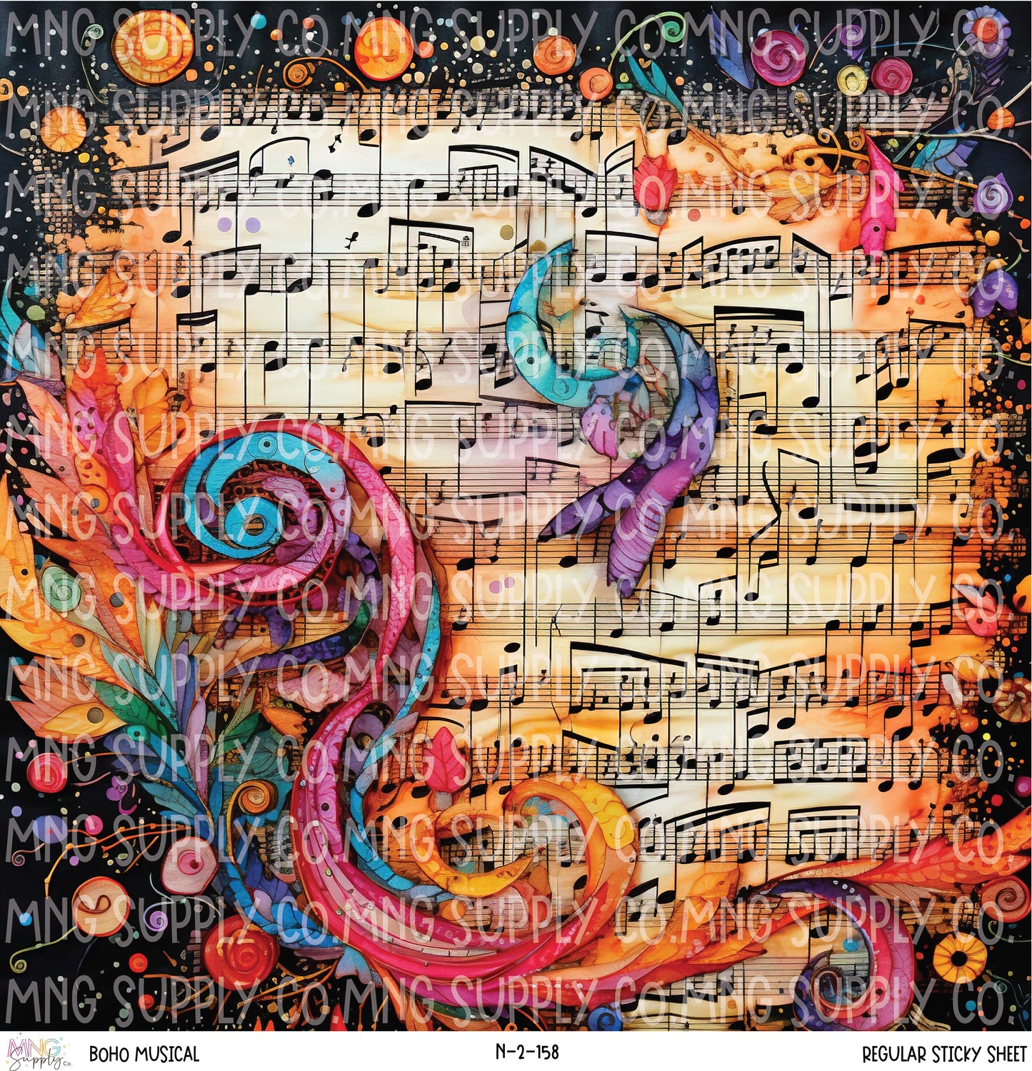 MNG Supply Sticky Sheet Boho Musical