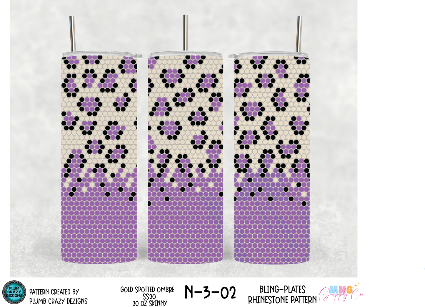 MNG Supply Bling Plate Purple Spotted Ombre 20oz Skinny