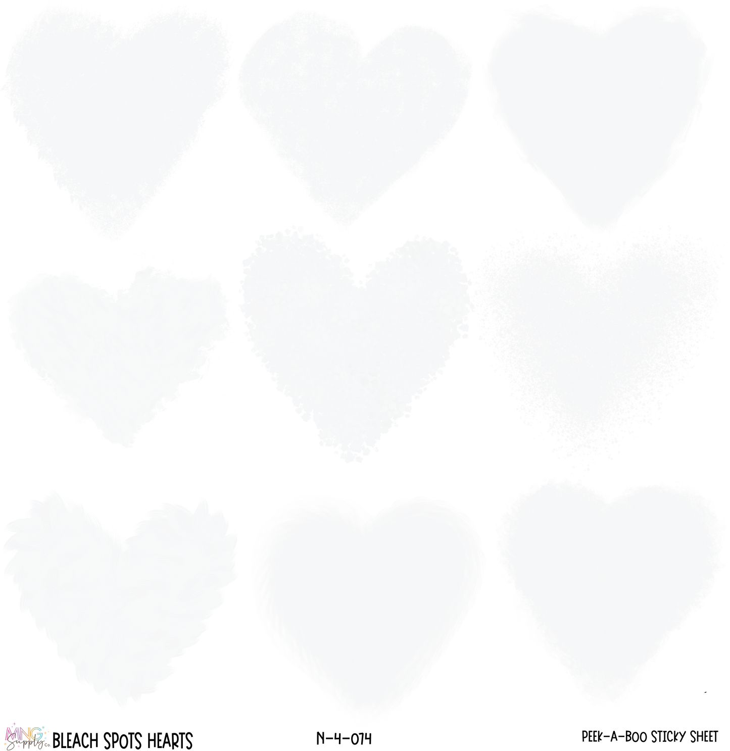 MNG Supply Decal Sticky Sheet Bleach Hearts Design Helpers