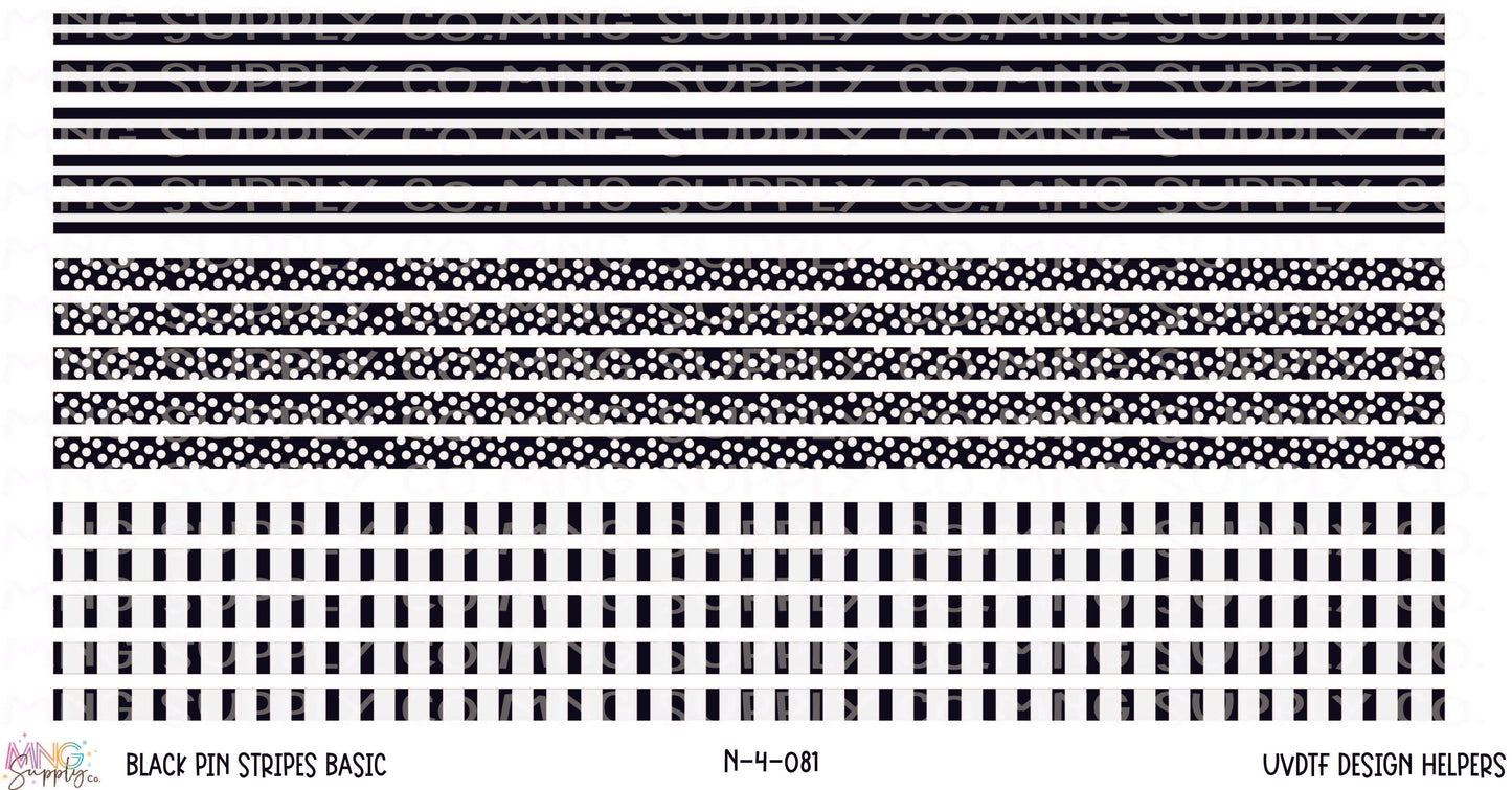 MNG UVDTF Design Helpers White and Black Pin Stripes