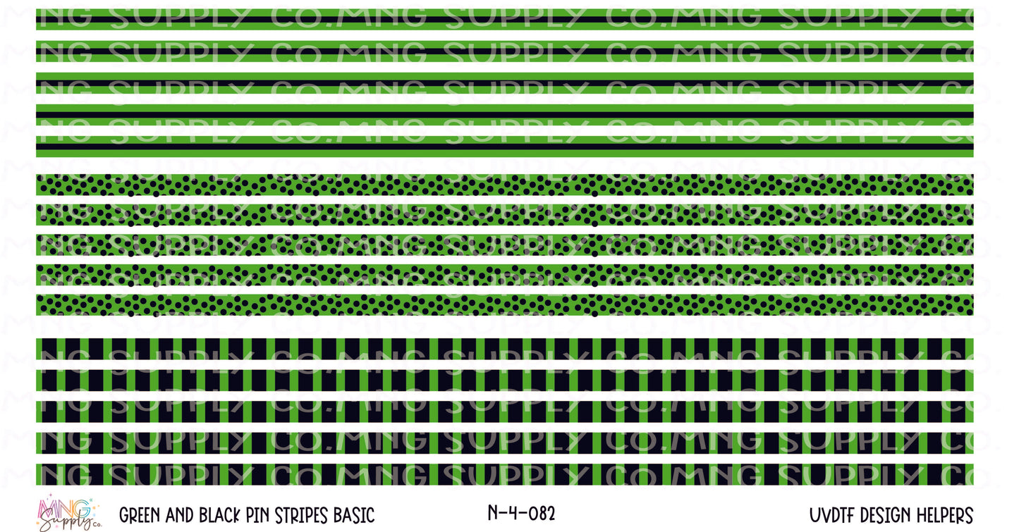 MNG UVDTF Design Helpers Green and Black Pin Stripes