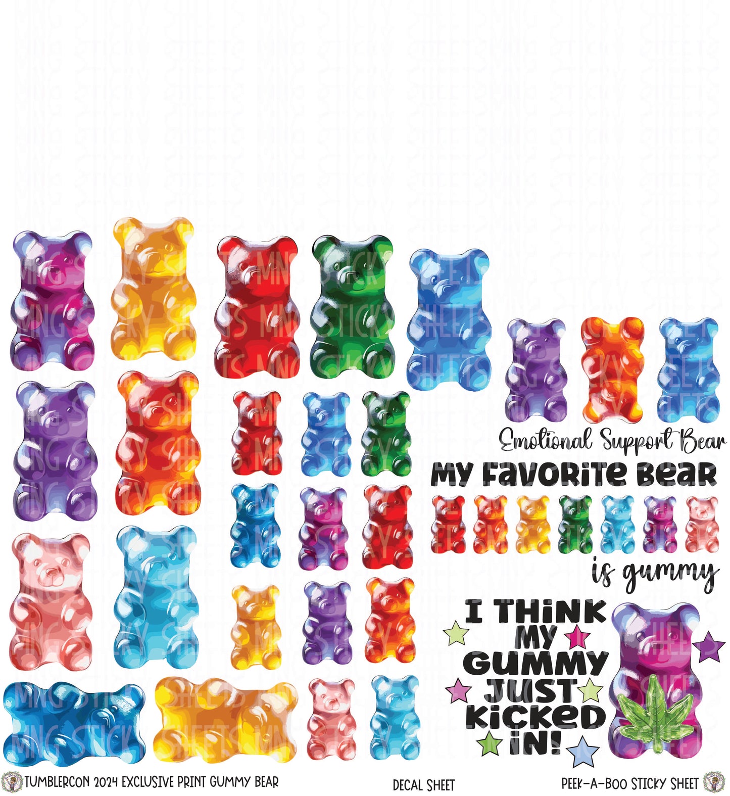 MNG Supply Decal Sticky Sheet TC Gummy Bear PAB