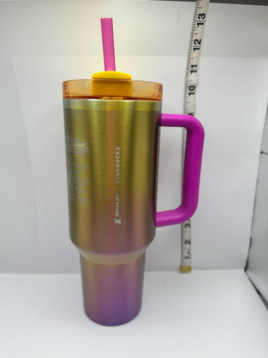NEW STARBUCKS STANLEY SUMMER GRADIENT Tumbler 40 oz Quencher LIMITED GOLD PURPLE