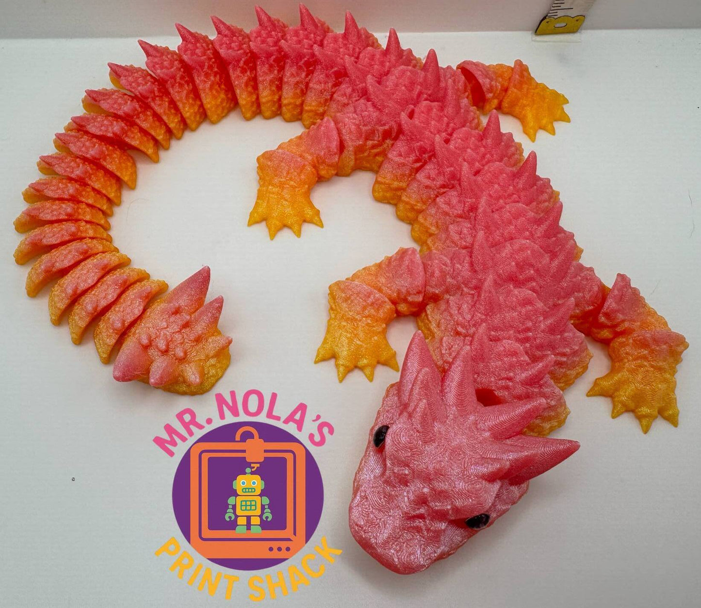 Print Shack  3D Printed 16 Inch SunSet Candy Articulated Dragon