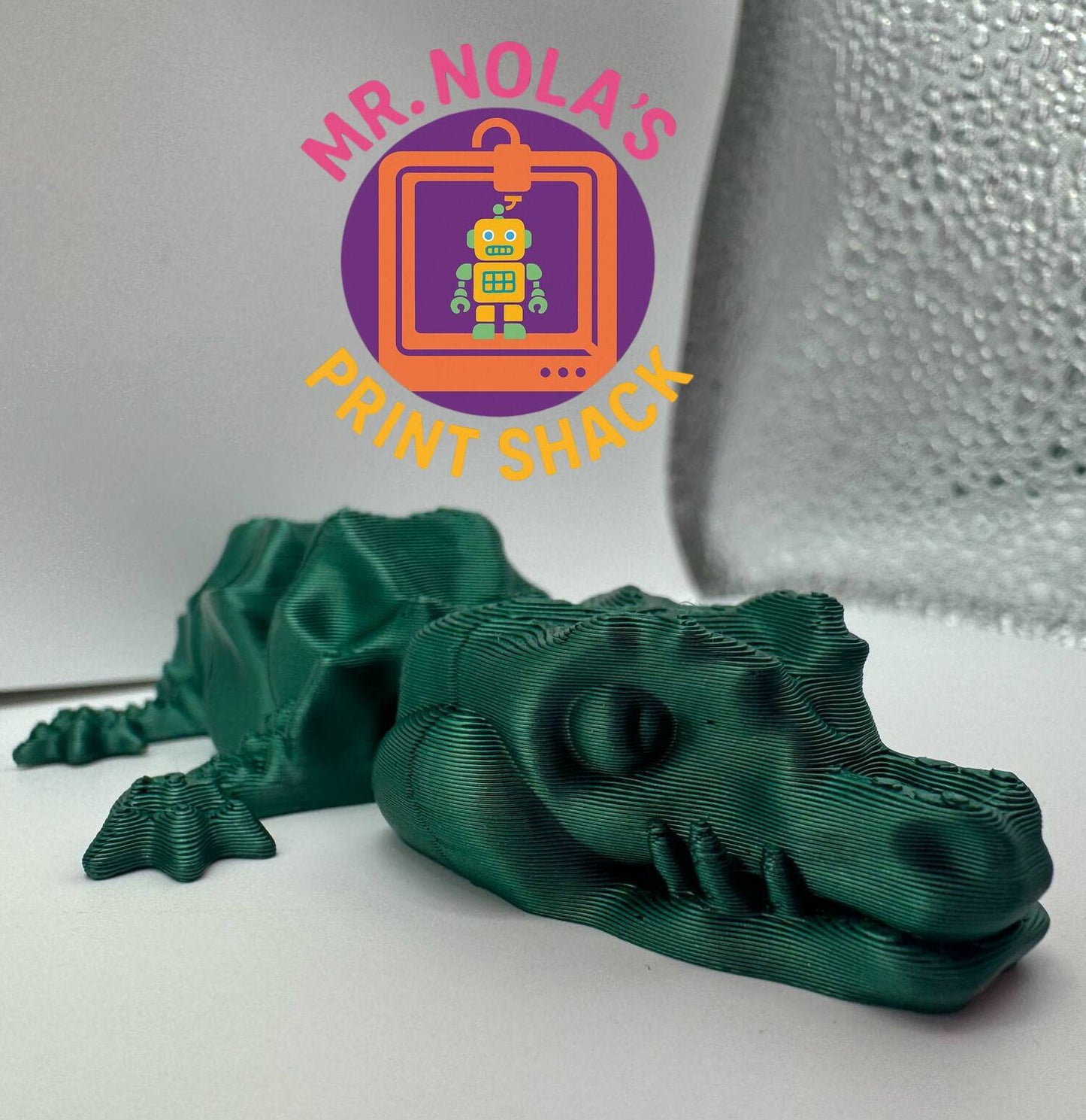 Print Shack  3D Printed Grizzle Swamp Puppy (Gator) Green and Babies