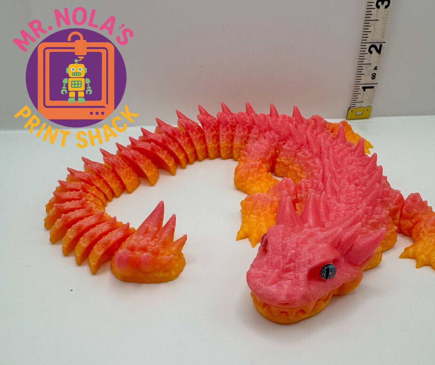 Print Shack  3D Printed 16 Inch SunSet Candy Articulated Dragon